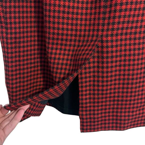 Jones New York Vintage Red and Black Houndstooth Wool Midi Skirt Size 10 - Picture 3 of 7